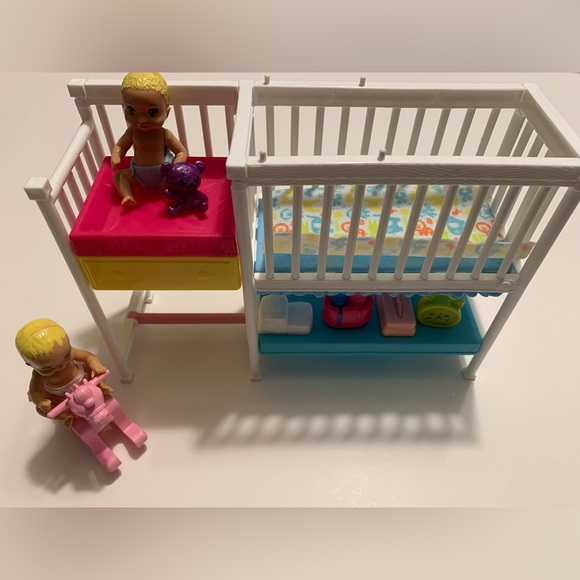 Barbie Doll Nursery Twin Babies Boy + Girl Crib Accessories - Picture 1 of 6